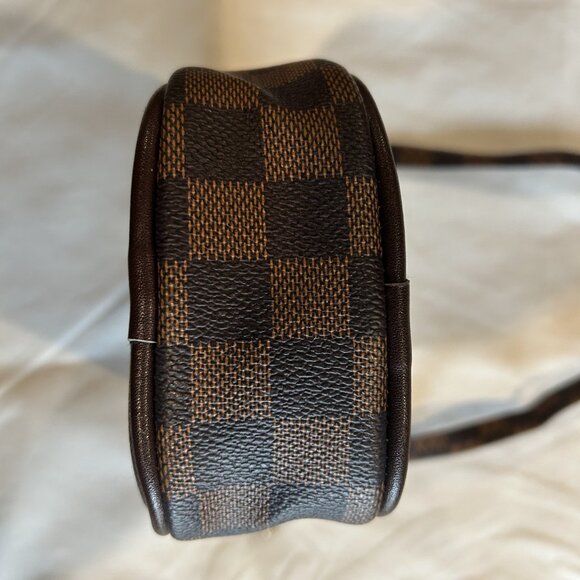Designer Inspired Checkered Brown Crossbody Bag - Picture 3 of 4